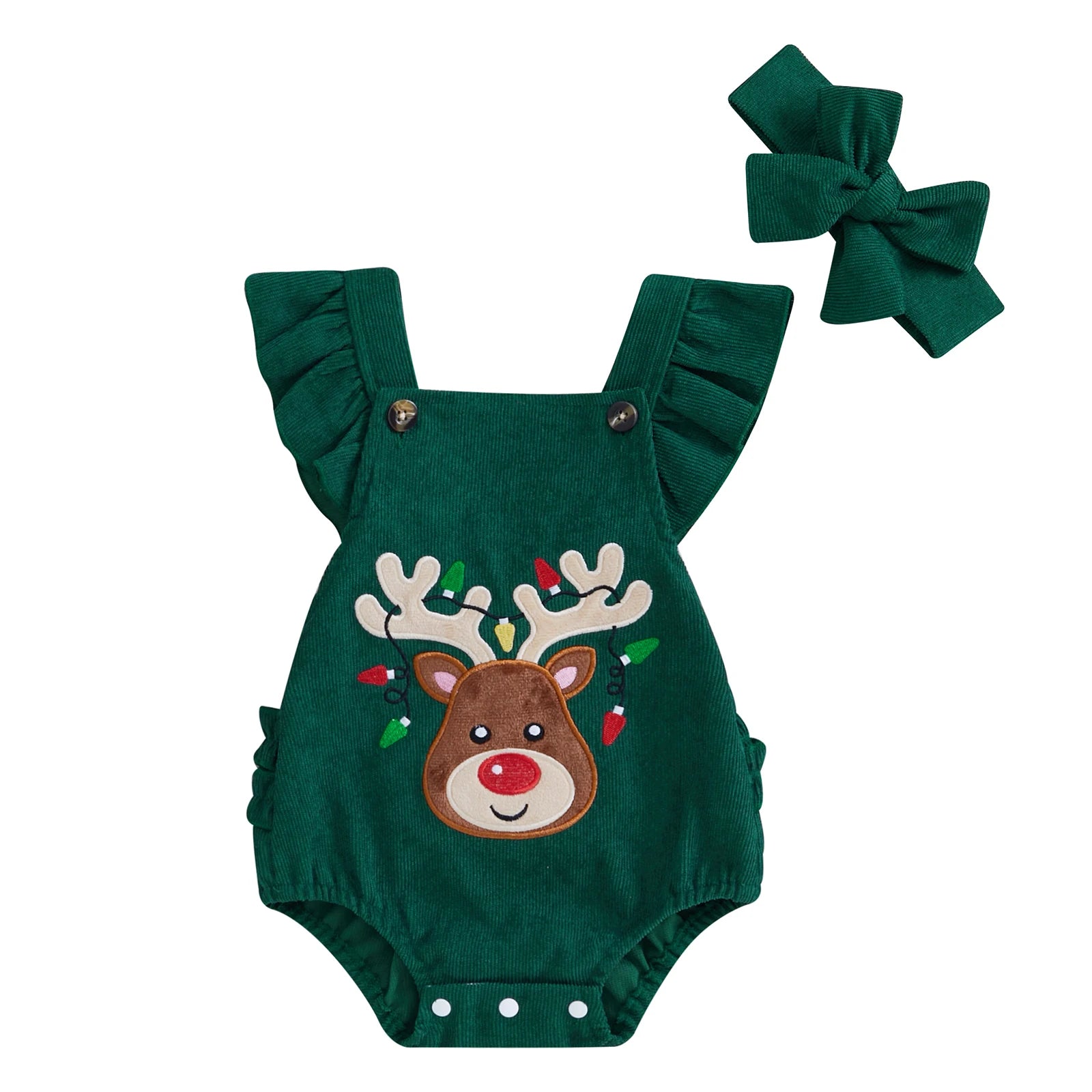 BeQeuewll Cute Elk Christmas Baby Girls Clothes Newborn Jumpsuit Winter Autumn Flying Sleeve Infant Rompers with Headband Set Good Vibrations