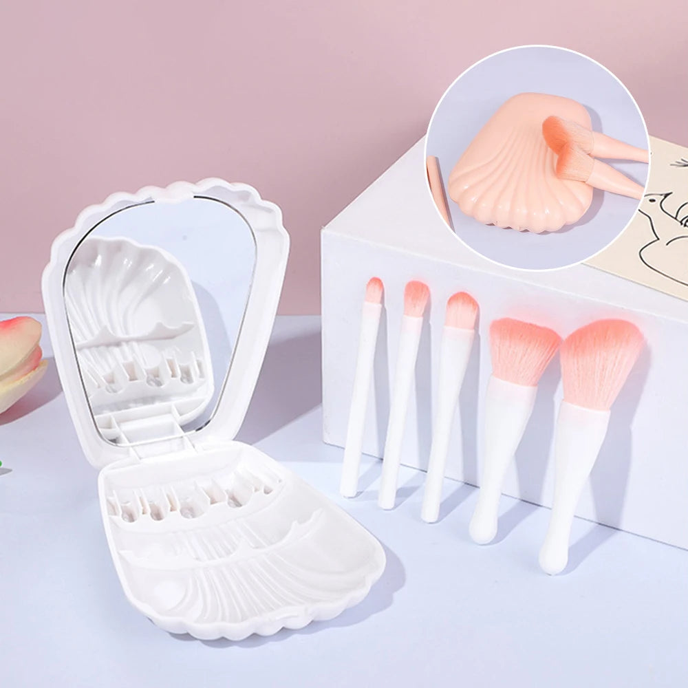 5PCS Makeup Brush Makeup Set Foundation Make-Up Brush Eye Shadow Brush Makeup Brush Set Travel Portable With Mirror Beauty Tool Good Vibrations