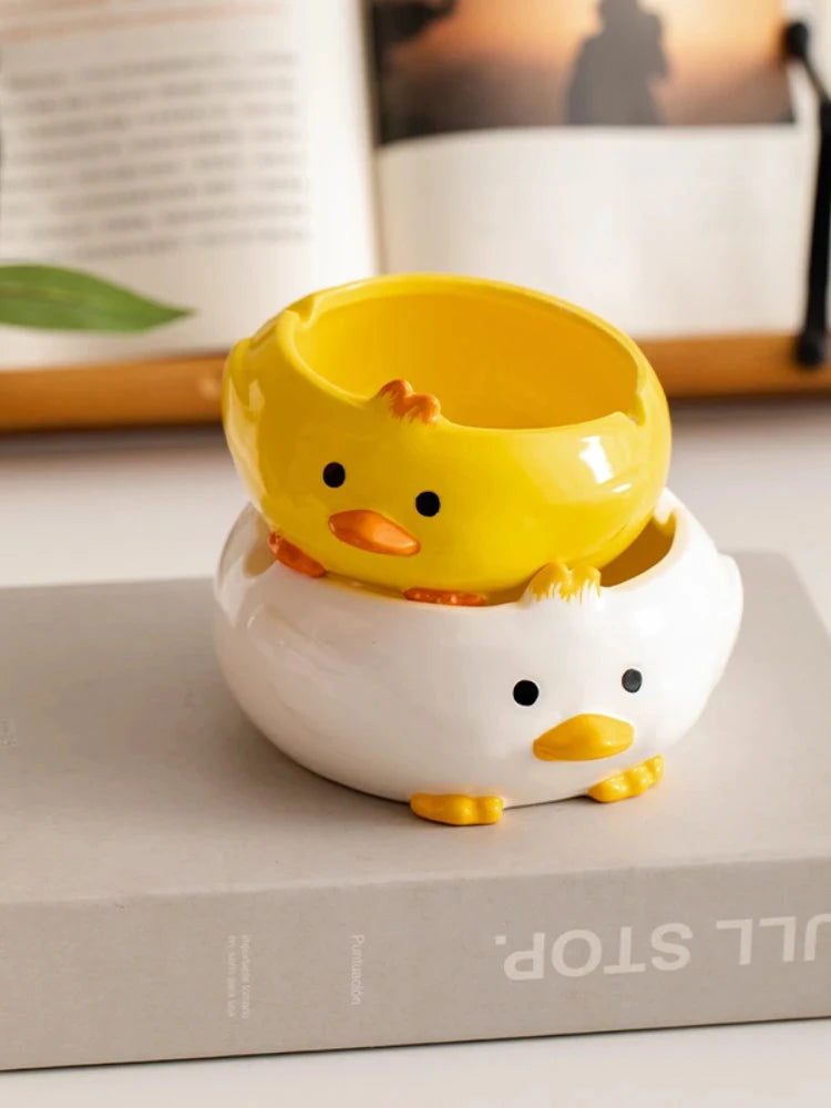 Cartoon Cute Duck Ceramic Decorative Ashtray Trend Personality Fashion Desktop Porch Home Decoration Storage Good Vibrations Adult Super Store