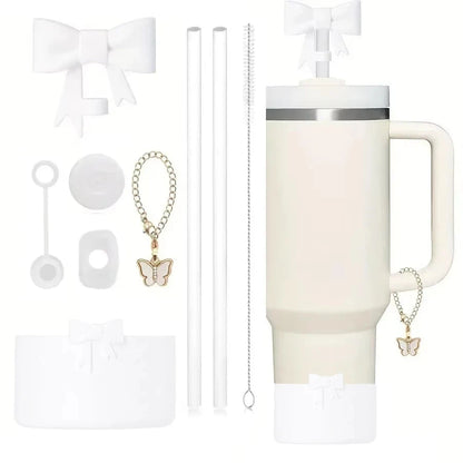 9pcs Accessories Set for Stanley Cup 30oz/40oz Spill Proof Stopper Flowers Straw Cover Silicone Boot Charm Butterfly Chain Good Vibrations Adult Super Store