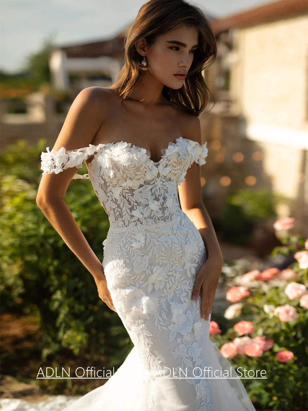 Luxury Flowers Lace Mermaid Wedding Dress Customized Off The Shoulder Sweetheart Illusion Court Train Bridal Gown for Bride Good Vibrations