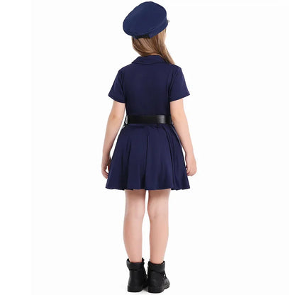 Halloween Girls Police Role Play Dress Up Costumes Female Officer Belt Uniform Carnival Party Performance Good Vibrations