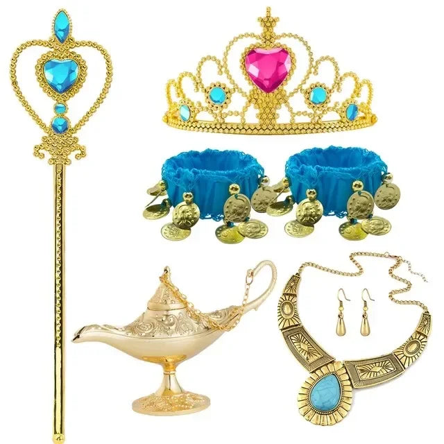 Jasmine Girls Aladdin Costume Halloween Princess Dress Kids Birthday Party Christmas Arabian Cosplay 4 5 6 7 8 9 10 Years Good Vibrations