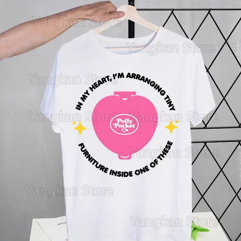 Polly Pocket Print T-Shirt Casual Crew Neck Short Sleeve T-Shirt Women's Clothing Good Vibrations