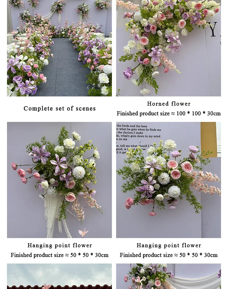 Outdor Wedding Decoration Artificial Flowers Hanging Flower Row Road Leading Flower Ball Floral Backdrop Decor Floor Flower Row Good Vibrations