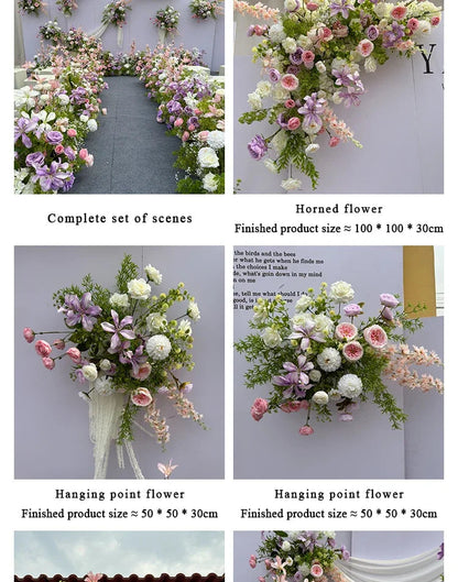 Outdor Wedding Decoration Artificial Flowers Hanging Flower Row Road Leading Flower Ball Floral Backdrop Decor Floor Flower Row Good Vibrations