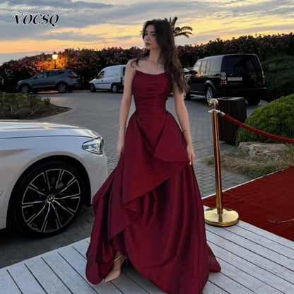 Women's Prom Dresses Off Shoulder Burgundy Satin A Line Prom Dresses Party Dresses 2025 فساتين للمناسبات الخاصة Customized Good Vibrations