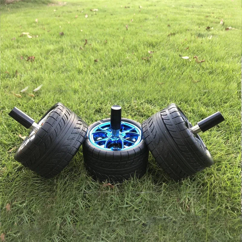 New Creative Tyre Hub Rotating Style Fashion Ash Tray Alloy Round Smokeless Press Up Ashtray portable ashtray Good Vibrations Adult Super Store