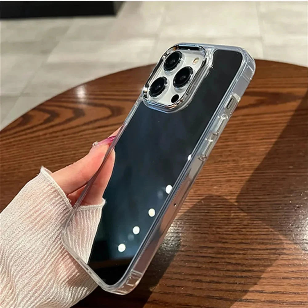 Luxury Acrylic Makeup Mirror Phone Case For iPhone 16 15 14 13 12 11 Pro Max XS X XR Plating Shockproof Back Cases Cover Good Vibrations