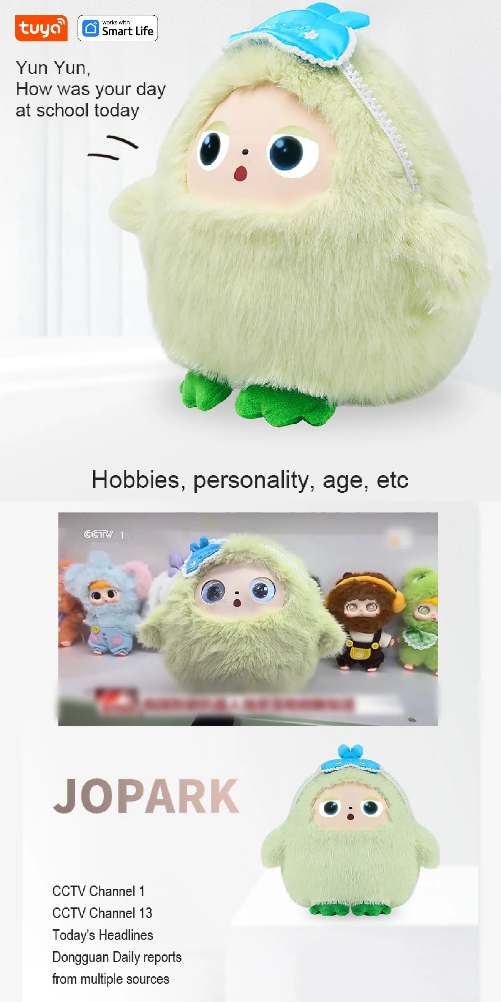 Tuya AI Plush Toy w/Smart Voice & LED Eyes,Interactive Companion for Kids/Adults,Gift-Ready Rechargeable E-Pet open up fun life Good Vibrations