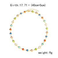 Exquisite Colorful Crystal Heart Choker Necklace For Women Charm Zircon Metal Chain Necklace Party Birthday Jewelry Gift Good Vibrations