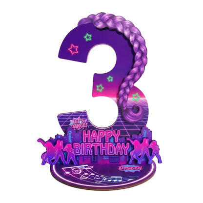 purple disco Music Dance Party Supplies，purple Birthday Centerpiece for Party Decor Wooden Table Photo Prop Number Sign Good Vibrations