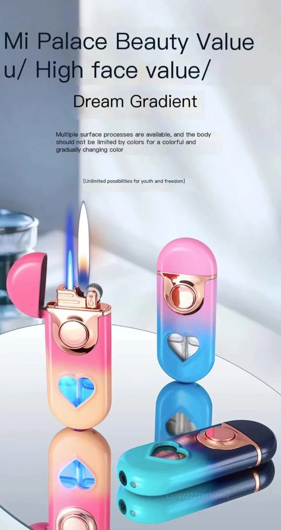 Metal Love Double Flame Butane Gas Lighter 