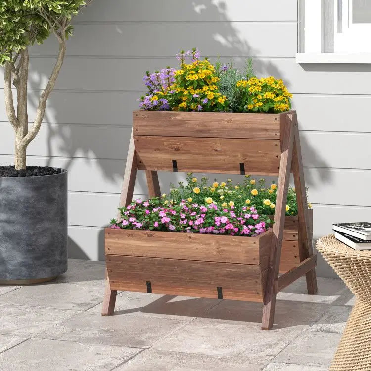 Vertical Raised Garden Bed with 3 Wooden Planter Boxes for Flower Pots & Planters Good Vibrations
