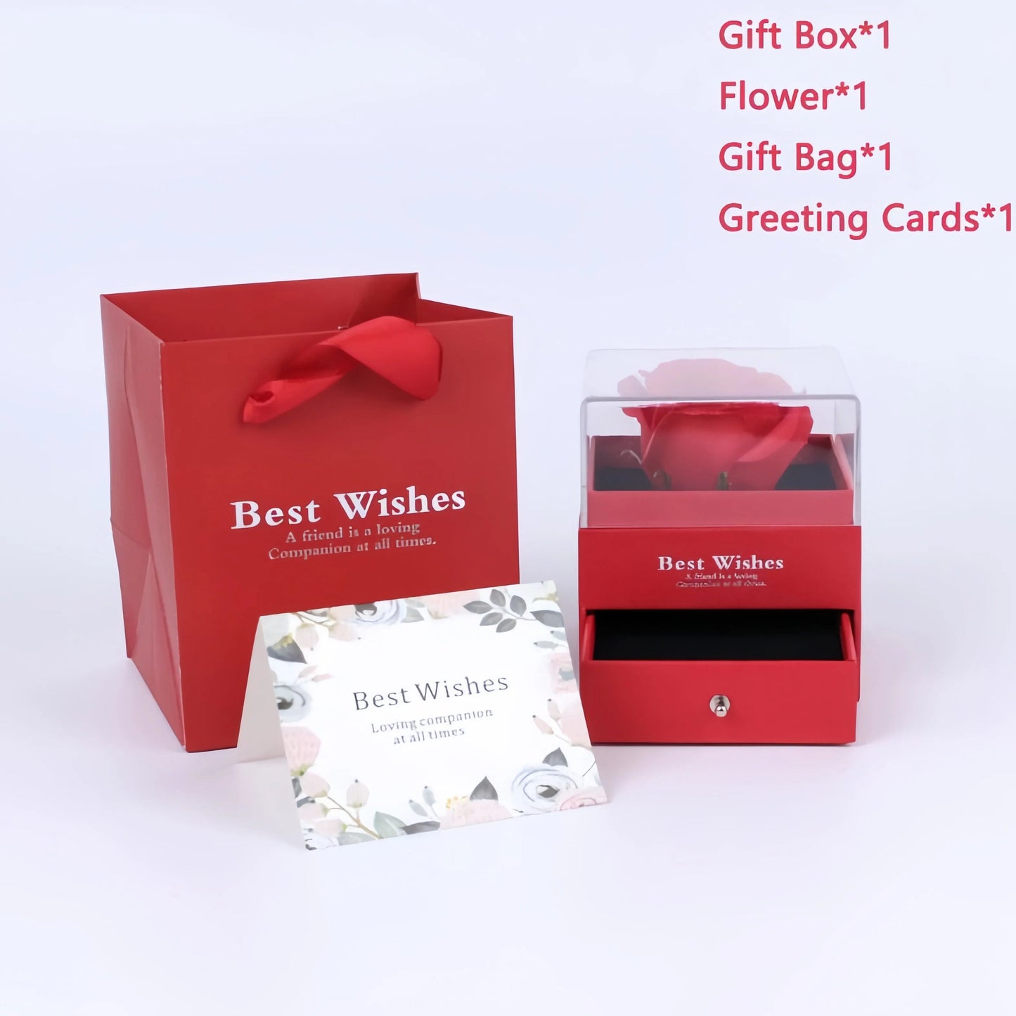 Women's Holiday Gifts Eternal Red Rose With Heart Necklace Flower Lipstick Gift For Mom Girlfriend Birthday From Daughter Sons Good Vibrations