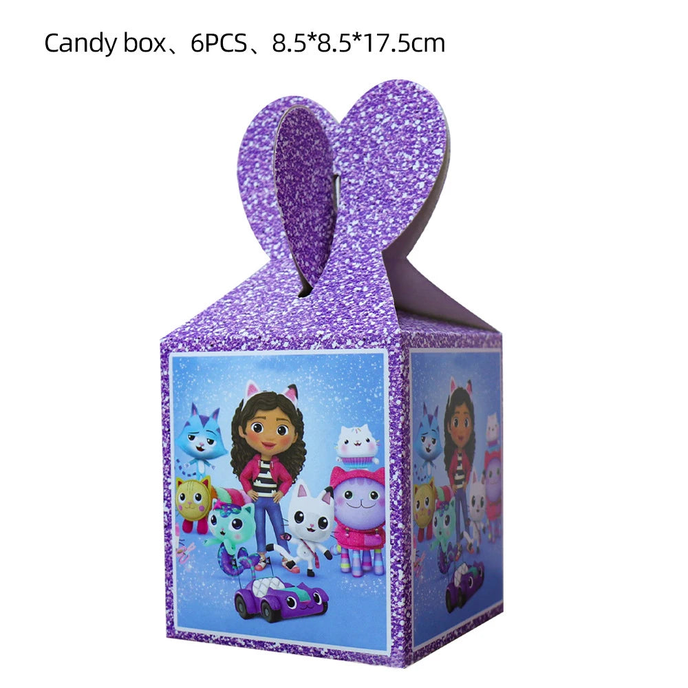 Gabby Doll House Birthday Party Decoration Cat Cutlery Cup Plate Stickers Baby Shower Children's Party Balloon DIY Toy Supplies Good Vibrations