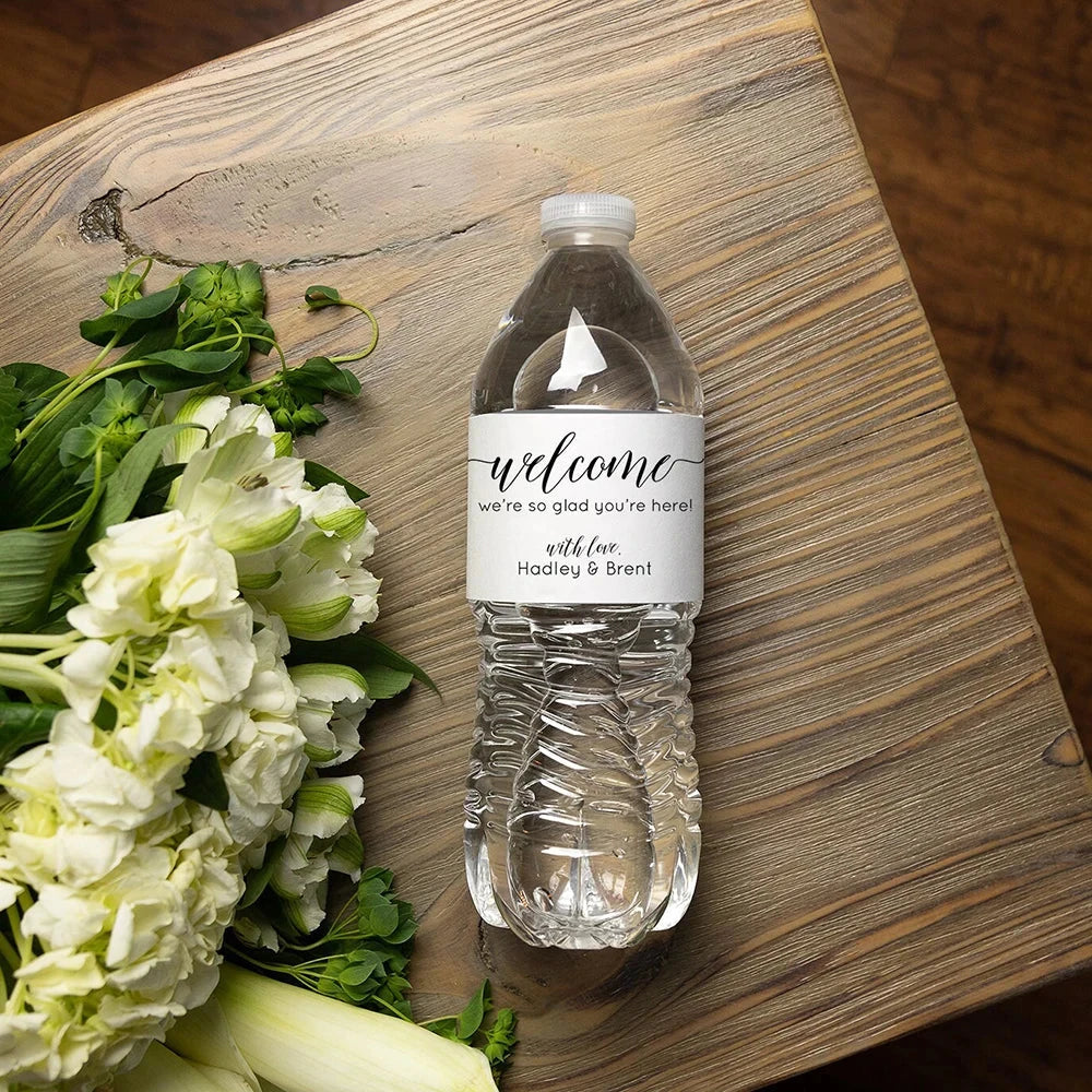 Personalized Wedding Water Bottle Label Birthday Party Thank You Water Bottle Sticker Bridal Shower Welcome Gift Wedding Decor Good Vibrations
