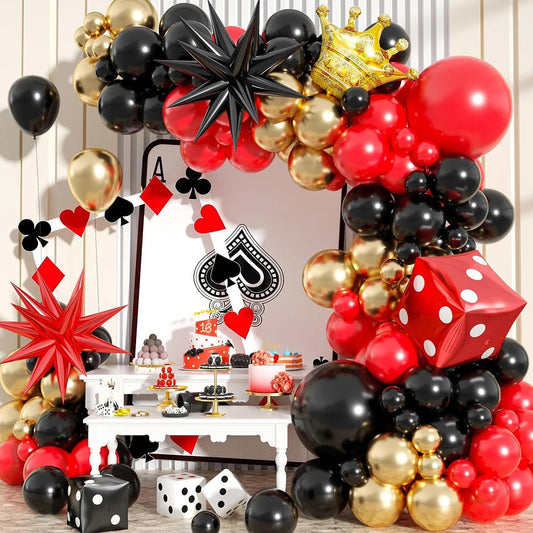 Casino Party Theme Dice Balloon Set, Crown Starburst Balloon, Suitable for Casino Decoration and Birthday Parties Good Vibrations