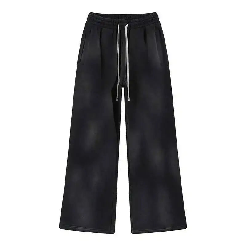 IEFB Spring New Trendy Sets Washed Sweatshirt Sweatpants Splash-ink Spray Dye Velvet Hoodies Autumn Male Wear Menwear 9W125 Good Vibrations
