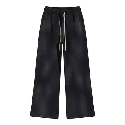 IEFB Spring New Trendy Sets Washed Sweatshirt Sweatpants Splash-ink Spray Dye Velvet Hoodies Autumn Male Wear Menwear 9W125 Good Vibrations