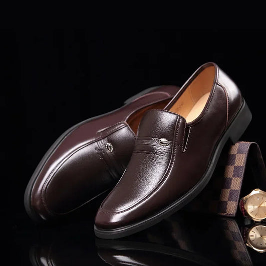 Leather Men Formal Shoes Luxury Brand 2023 Men's Loafers Dress Moccasins Breathable Slip on Black Driving Shoes Plus Size 38-44 Good Vibrations