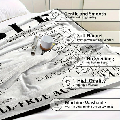 1 Bible verse blanket - religious soft and light warm blanket, digital printing gift for men and women, Christian message gift, Good Vibrations