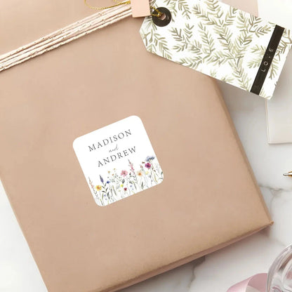 Custom Square Wedding Sticker, Personalized Wedding Stickers, Customizable Wedding Sticker, Wedding Thank You Stickers Good Vibrations