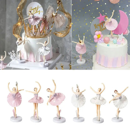 3Pcs Baby Shower Birthday Supplies Cake Decor Party Baking Girl Doll Cake Topper Cupcake Topper Ballet Girls Good Vibrations