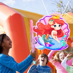 Mermaid Piñata,13.6'' Mermaid Party Pinata Set-Mermaid Piñata Large Blindfold Stick etc Mermaid Birthday Party Supplies for Kids Good Vibrations
