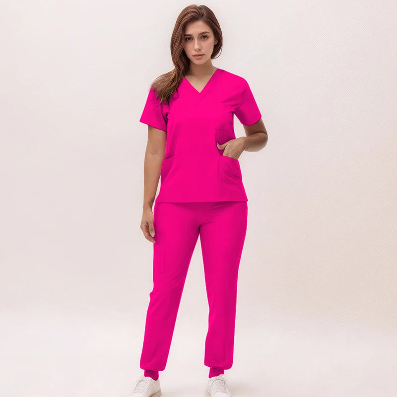 2025 New Nurse Uniforms V-neck Top Jogger Pants Scrub Sets Surgical Workwear Dentist Nursing Suit Hospital Doctor Outfit S21 Good Vibrations