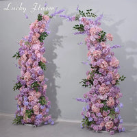 Luxury Flower Row Wedding Arrangement Artificial Flower Row Horn Shape Floral Arch Backdrop Decoration Event Exhibition Decor Good Vibrations