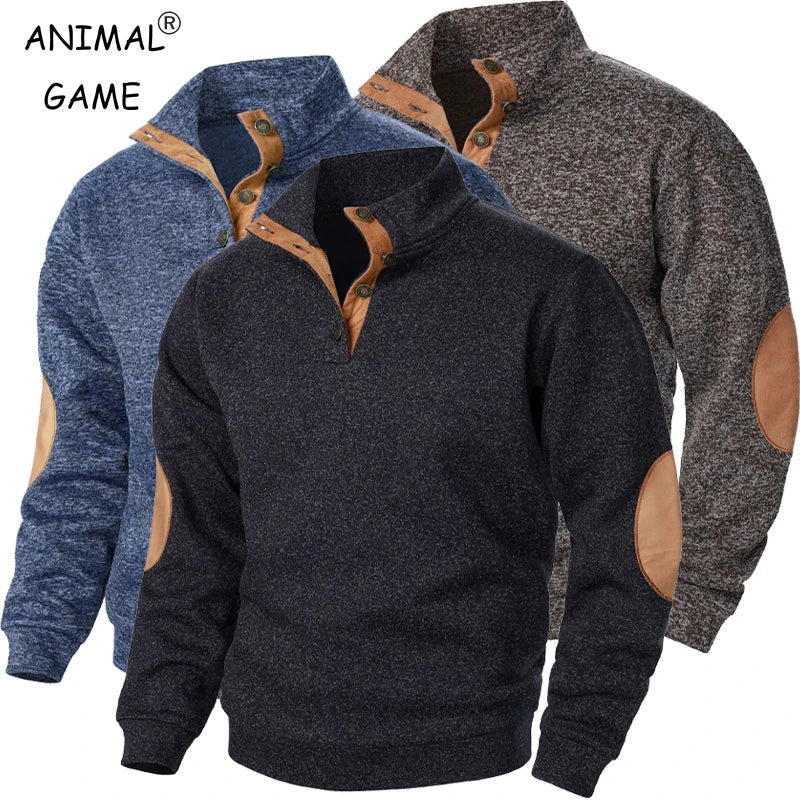 Men's Autumn Spring Stand Collar Long Sleeve Sweatshirts Top Casual Warm Pullover Outdoor Streetwear for Men Sport Riding Coats Good Vibrations