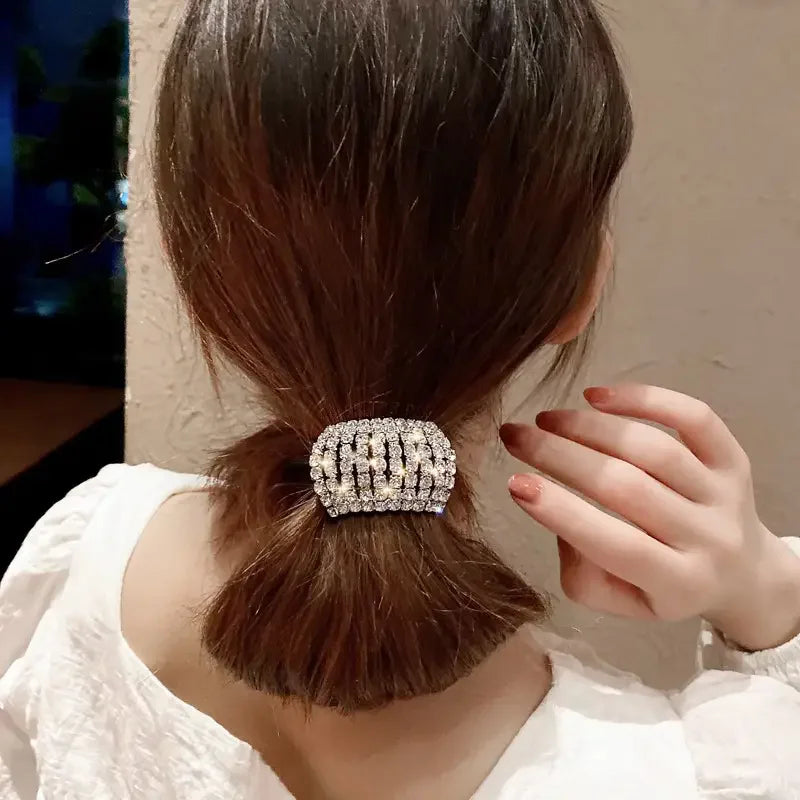 Sparkling rhinestone decoration hair ring elastic headband ponytail holder retro fashion hair clip for women and daily use Good Vibrations