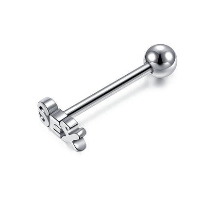WKOUD 16G Tongue Percing Labret Bar Lip Ring Stainless Steel Sex Blasting Leveraged Tongue Rings Sexy Body Piercing Jewelry Good Vibrations