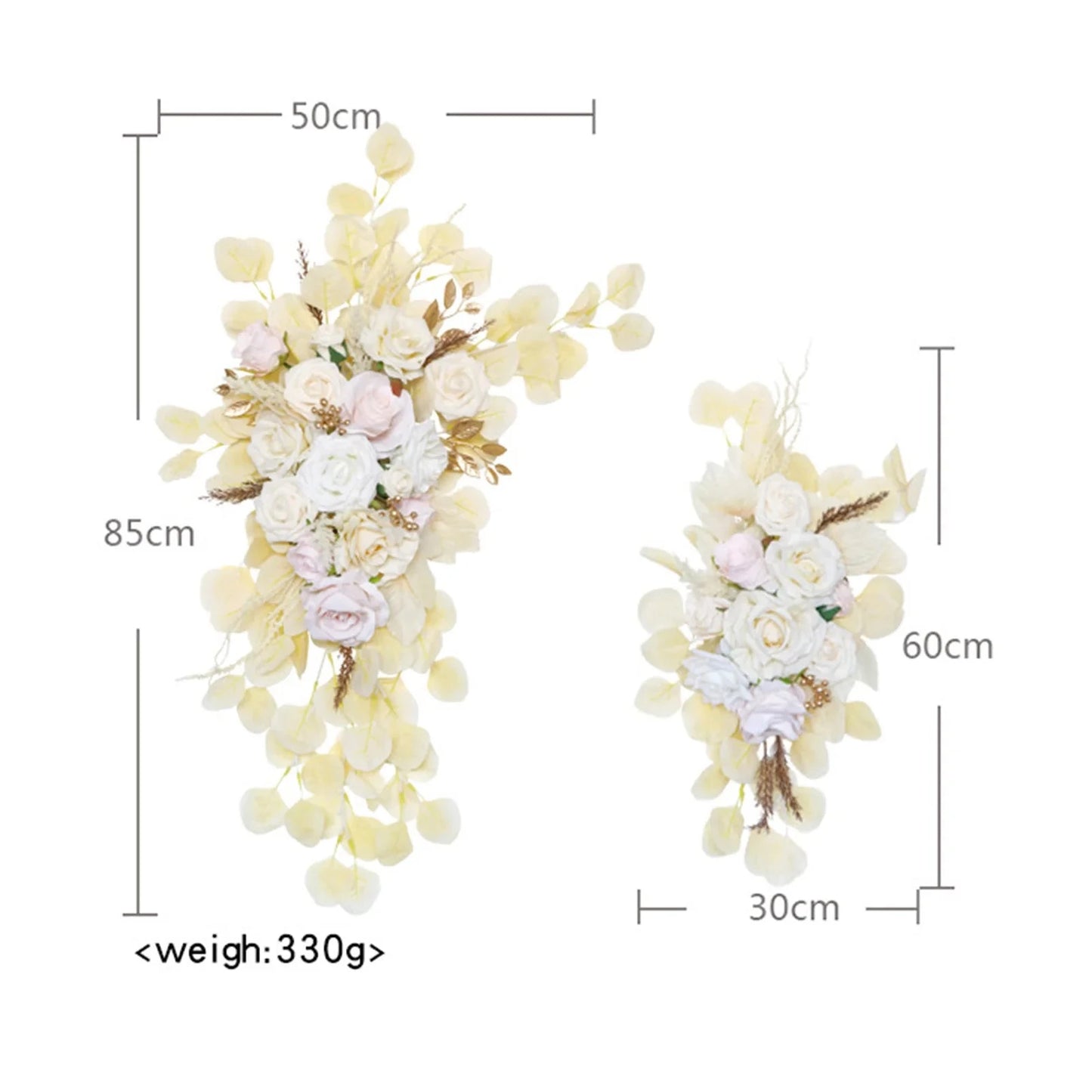 Large 2Pcs Artificial Flower Swag Floral Swag Garland Wedding Arch Flowers Kit for Sign Rustic Artificial Floral Swag Arch Decor Good Vibrations