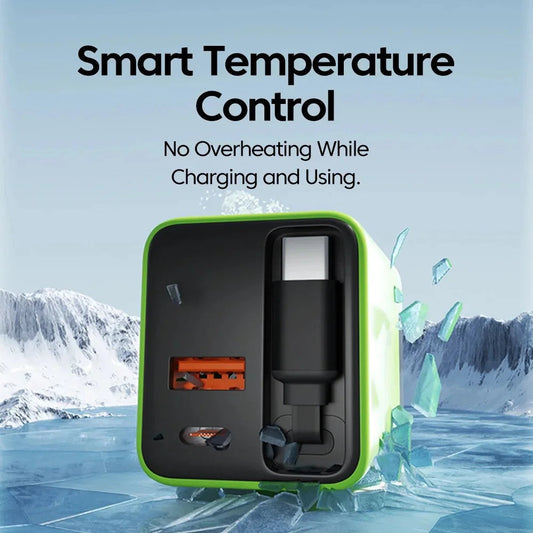 3 In 1 80W GaN Fast Charger Built-in Retractable Type-C Cable USB Type-C Charging Head For Universal USB Charging Power Adapter Good Vibrations