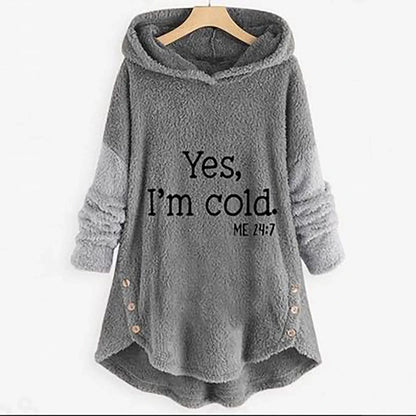 Letter Embroidered Patchwork Fleece Sweatshirt Autumn Winter Long Sleeve Loose Long Hoodie Coats Pocket Warm Plush Hoodie Tops Good Vibrations