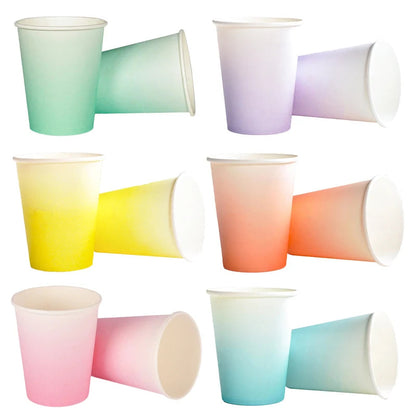 8pcs Gradient Color Disposable Paper Cups Juice Cups Baby Shower Kids Birthday Wedding Picnic Party Tableware DIY Decoration Good Vibrations