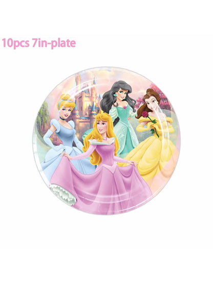 1/10/20pcs Princess Birthday Party Supplies Decor for Woman Princess Birthday  Plates Paper Cups Princess Tablecloth Party Good Vibrations