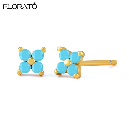925 Sterling Silver Needle Summer Blue Earrings Trend 18K Gold Hoop Earrings for Women Fashion Puncture Jewelry Ear Accessories Good Vibrations
