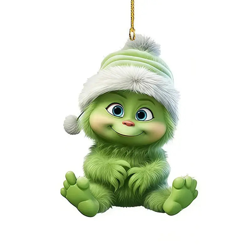 Creative Grinch Christmas Tree Decoration Green Hanging Ornament Cartoon Pendants Craft Holiday Thanksgiving Home Party Birthday Good Vibrations