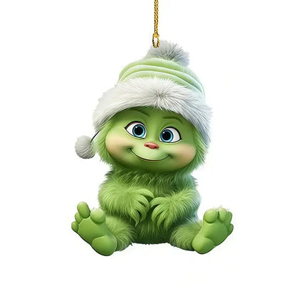 Creative Grinch Christmas Tree Decoration Green Hanging Ornament Cartoon Pendants Craft Holiday Thanksgiving Home Party Birthday Good Vibrations