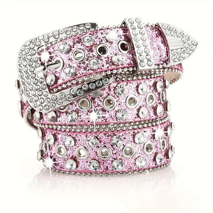 Women's Rhinestone Hollow Belt Women's Pin Buckle Studded Belt For Women Wedding Party Belt Valentines Gifts For Her Good Vibrations