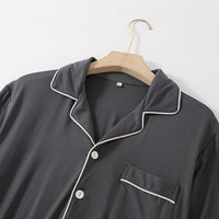 Simple Solid Color Bamboo Men's Pajamas Spring and Summer Short-sleeved Trousers Loose and Wearable Loungewear Suit Good Vibrations