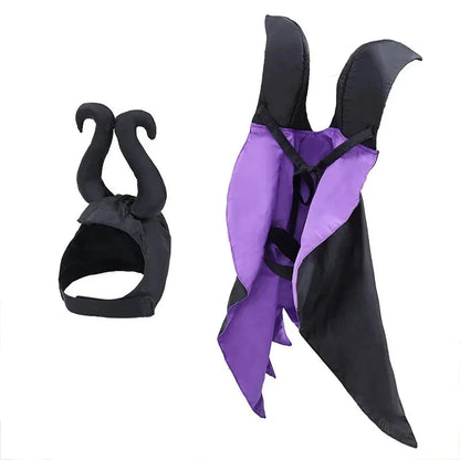 Halloween Witch-Shaped Costume cat Purple Vampire Cape Puppy Wizard Devil Horns Hat Pet Holiday Outfit for Small Middle-Sized Do Good Vibrations