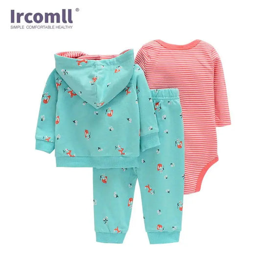 3pcs Baby Clothes Set for Newborns Toddler Girl Boy Clothes Hooded Jacket Trousers + Bodysuits 3pcs Child sets Infant Outfits Good Vibrations