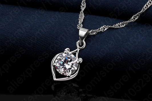 Charming Luxury Elegant Rhinestone Pendant Jewelry Set Include 925 Sterling Silver Necklace/Earring Sets Good Vibrations