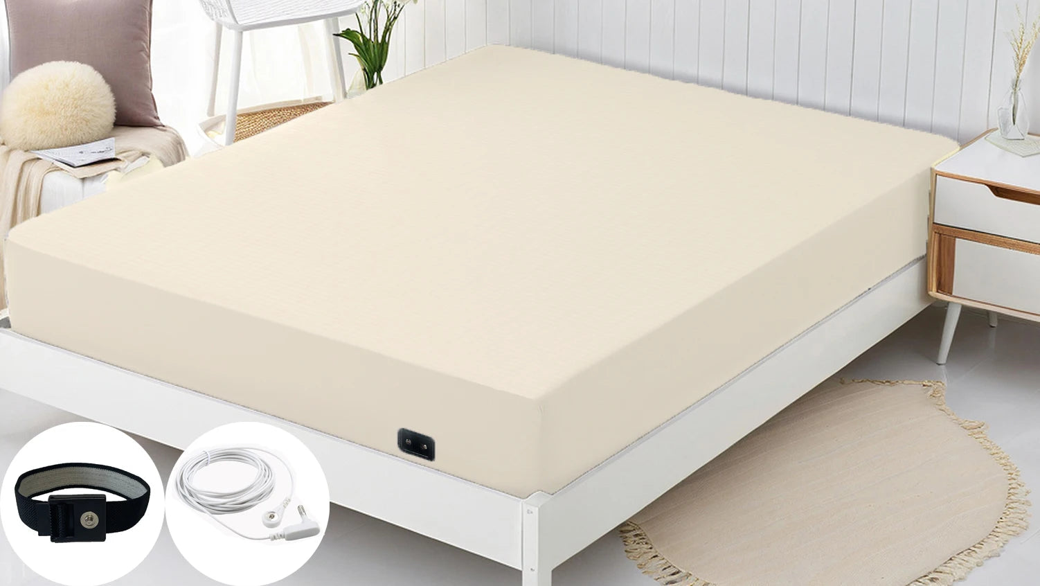 Earthing Fitted Bed Sheets Conductive Silver Fiber Grounded Bedsheet Anti-ESD Radiation Proof Release Electrostatic Good Vibrations