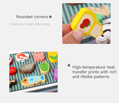 Simulation Kitchen Pretend Toy Wooden Toddler DIY BBQ Toy Set Classic Game Montessori Educational Toy For Children Kids Gift Good Vibrations
