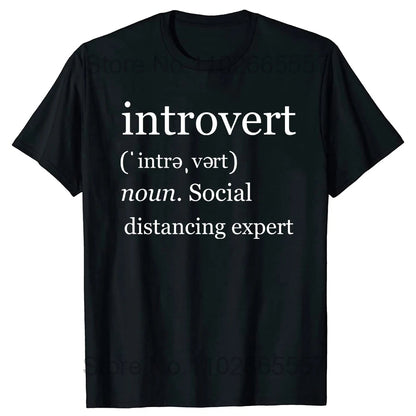 Introvert Logo T Shirt Funny Humor Introvers Joke T Shirts Summer Cotton Streetwear Humor Quotes Christmas Gifts T-shirt Good Vibrations
